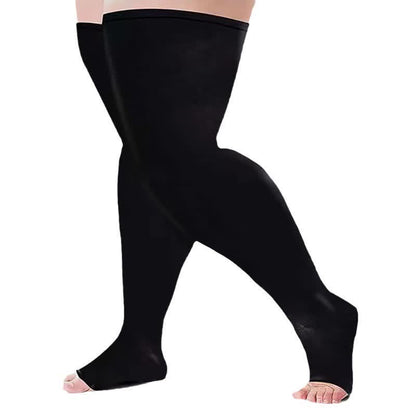 Plus Size Thigh High Open Toe Compression Socks(2 Pairs)