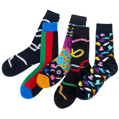 Plus Size Abstract Pattern Crew Socks(5 Pairs)