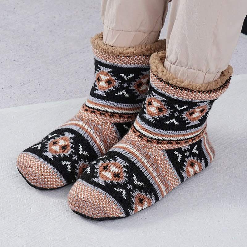 Plus Size Non Slip Fleece Slipper Socks(2 Pairs)