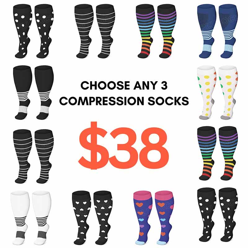 2XL-4XL Plus Size Polka Dots Compression Socks