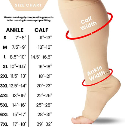 Plus Size Compression Socks Wide Calf Open Toe