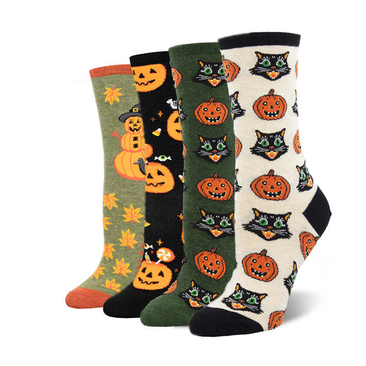 Plus Size Funny Halloween Crew Socks(4 Pairs)