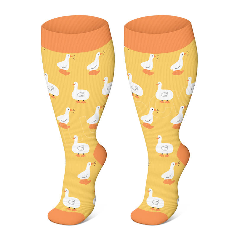 Plus Size Farm Animals Compression Socks