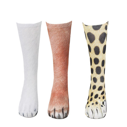 Plus Size Polar Bear Fox Leopard Paws Quarter Socks(3 Pairs)