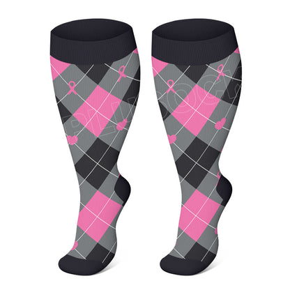 Plus Size Breast Cancer Logo Compression Socks