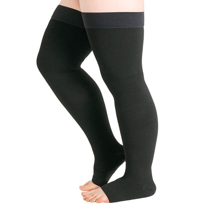 Plus Size Thigh High Open Toe Medical Compression Socks