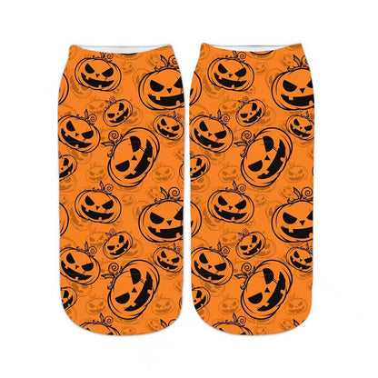 Plus Size Pumpkin Haunted House Quarter Socks(5 Pairs)