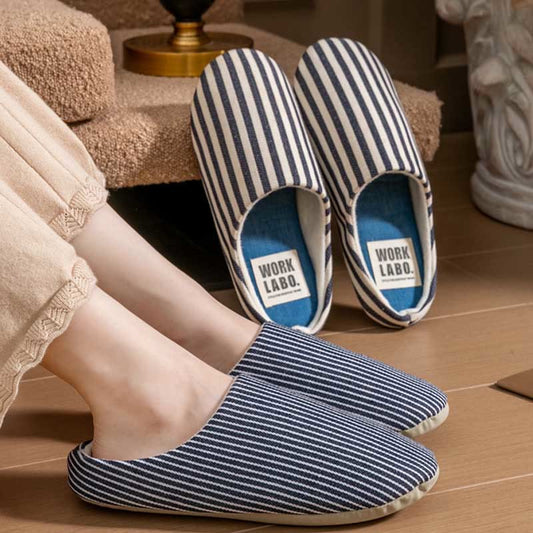 Plus Size Striped Home Slippers