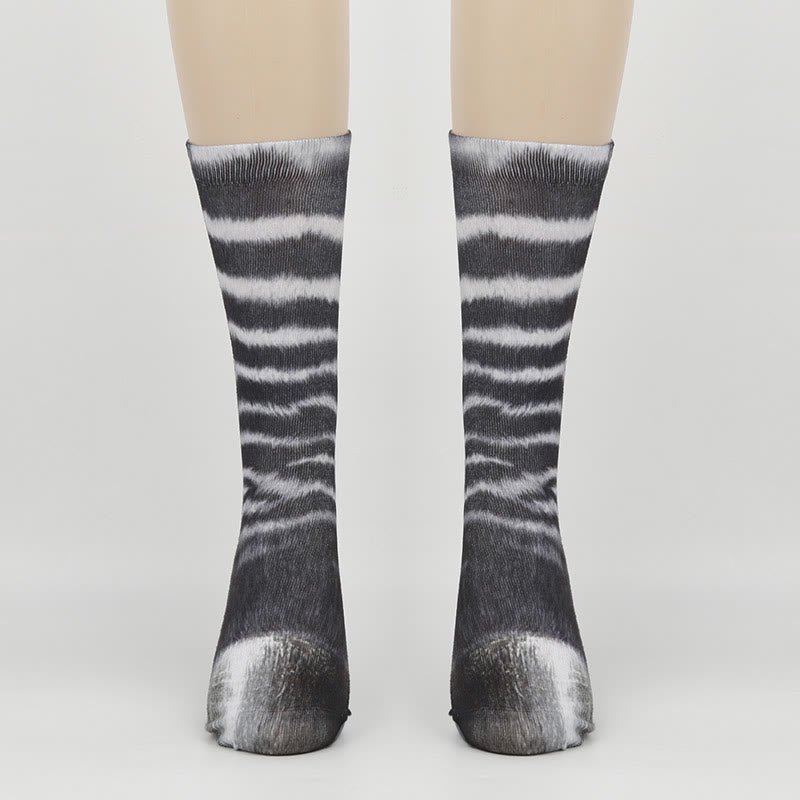 Plus Size Zebra Elephant Tiger Paws Quarter Socks(3 Pairs)