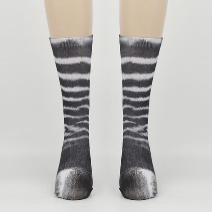 Plus Size Zebra Elephant Tiger Paws Quarter Socks(3 Pairs)