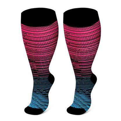 2XL-7XL Colorful Cool Lines Plus Size Compression Socks(3 Pairs)