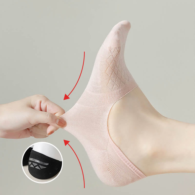 Plus Size Grid Elasticity No Show Socks(8 Pairs)