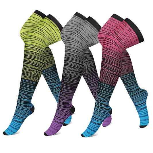 Gradient Thigh High Compression Socks(3 Pairs)