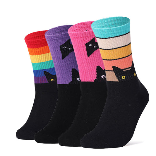 Plus Size Cat Dog Quarter Socks(4 Pairs)