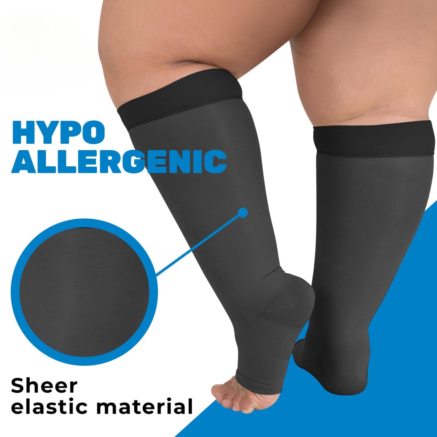 Plus Size Sheer Open Toe Compression Socks