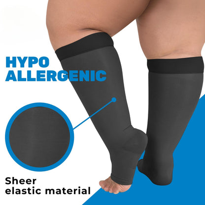 Plus Size Sheer Open Toe Compression Socks