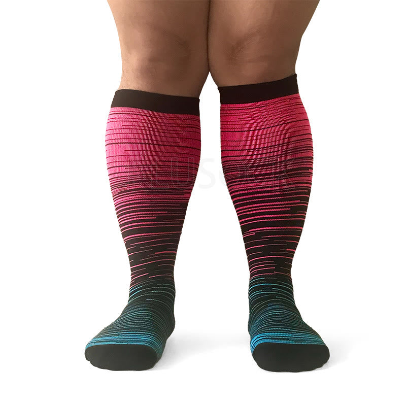 2XL-7XL Rose Red Filaments Plus Size Compression Socks(3 Pairs)