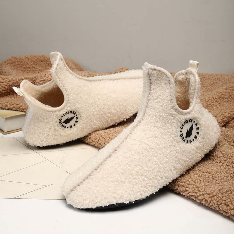 Plus Size Solid Color Plush Ankle Slipper Socks