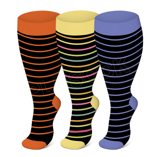 Plus Size Pinstripe Compression Socks