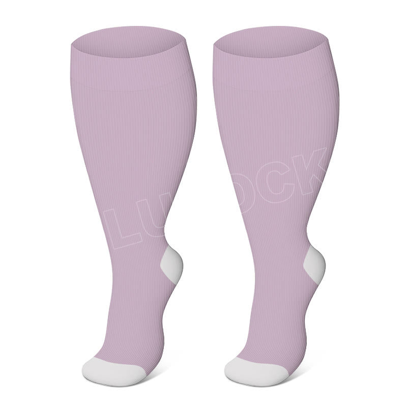 Plus Size Purple Heart Dot Compression Socks(3 Pairs)