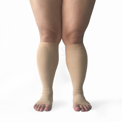 Plus Size Compression Socks Wide Calf Open Toe