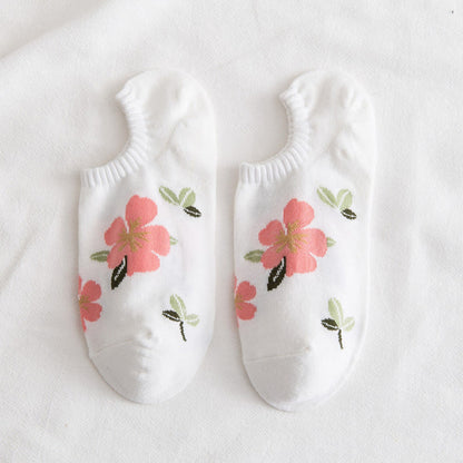 Plus Size Soft Flowers No Show Socks(10 Pairs)