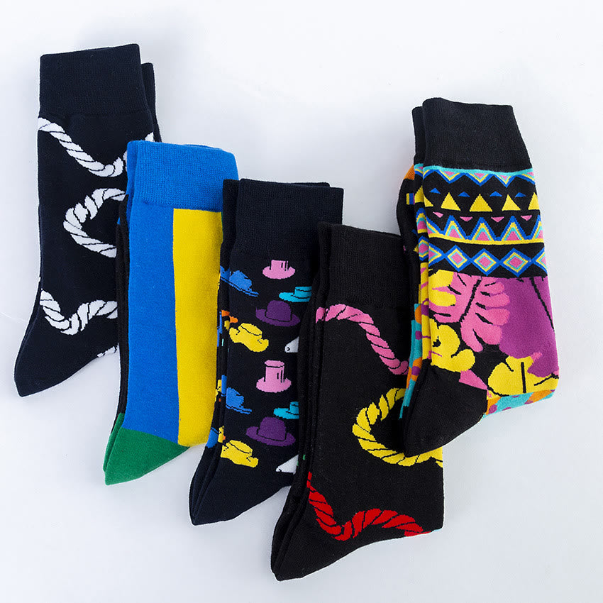 Plus Size Abstract Pattern Crew Socks(5 Pairs)