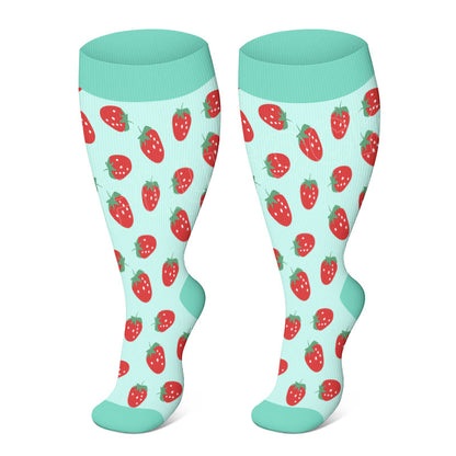 Plus Size Fruit Pattern Compression Socks(3 Pairs)