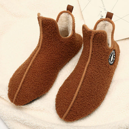 Plus Size Solid Color Plush Ankle Slipper Socks