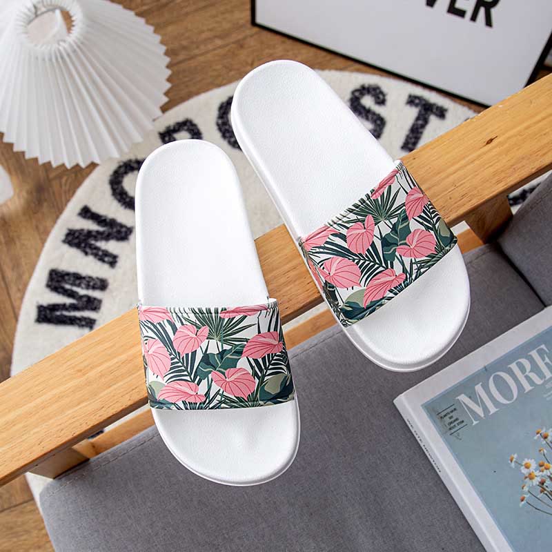 Plus Size Pink Leaves Slides(2 Pairs)