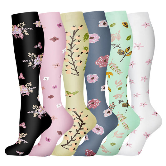 Flower Series Compression Socks(6 Pairs)