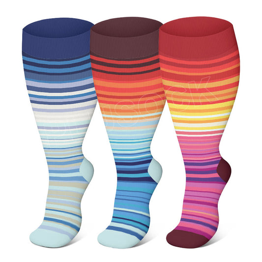 Plus Size Fashion Design Compression Socks(3 Pairs)