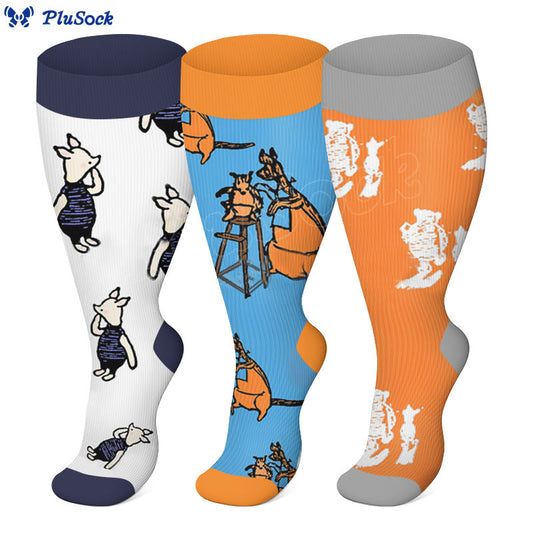 Plus Size Kangaroo Rabbit Compression Socks(3 Pairs)