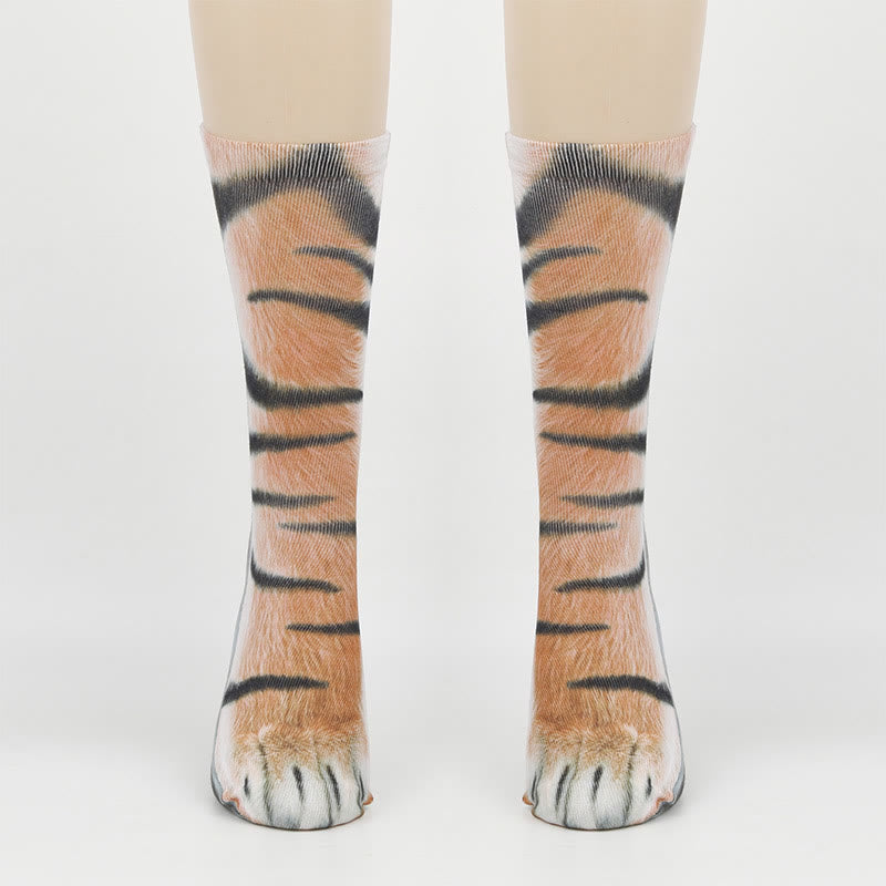 Plus Size Zebra Elephant Tiger Paws Quarter Socks(3 Pairs)