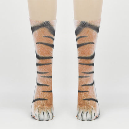 Plus Size Zebra Elephant Tiger Paws Quarter Socks(3 Pairs)