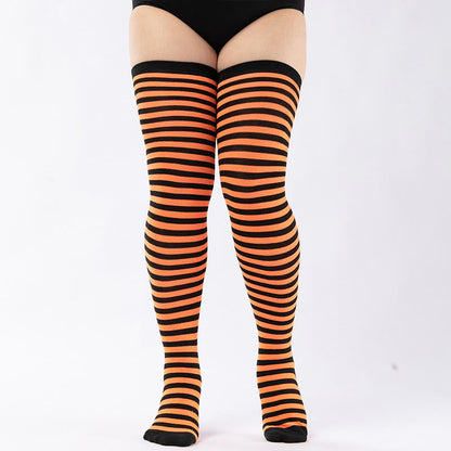 Plus Size Stripe Thigh High Socks(2 Pairs)