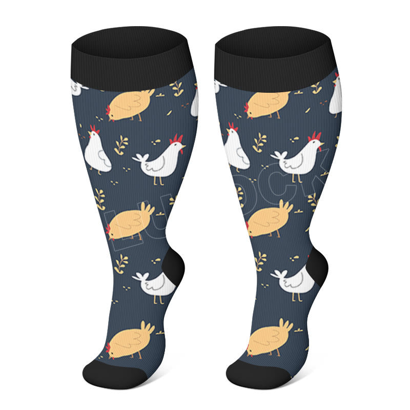 Plus Size Farm Animals Compression Socks(3 Pairs)