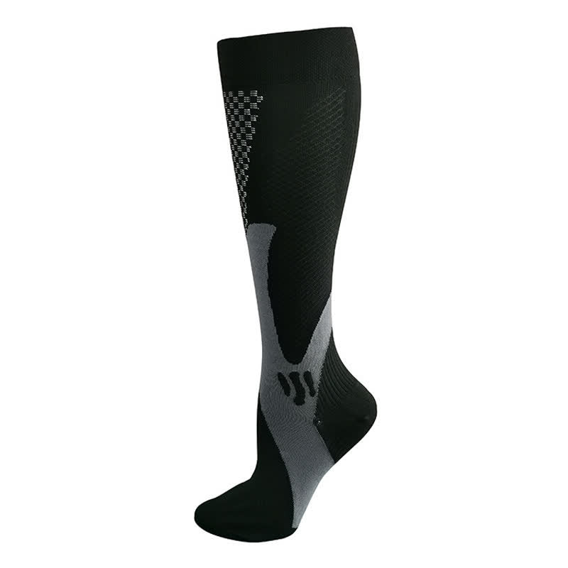 Aoliks 8 Pairs Woman Geometry Pattern Compression Socks 20-30 mmHG Black