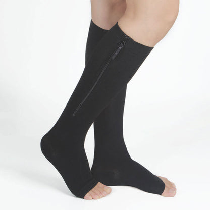 Graduated Compression Zipper Socks Open Toe