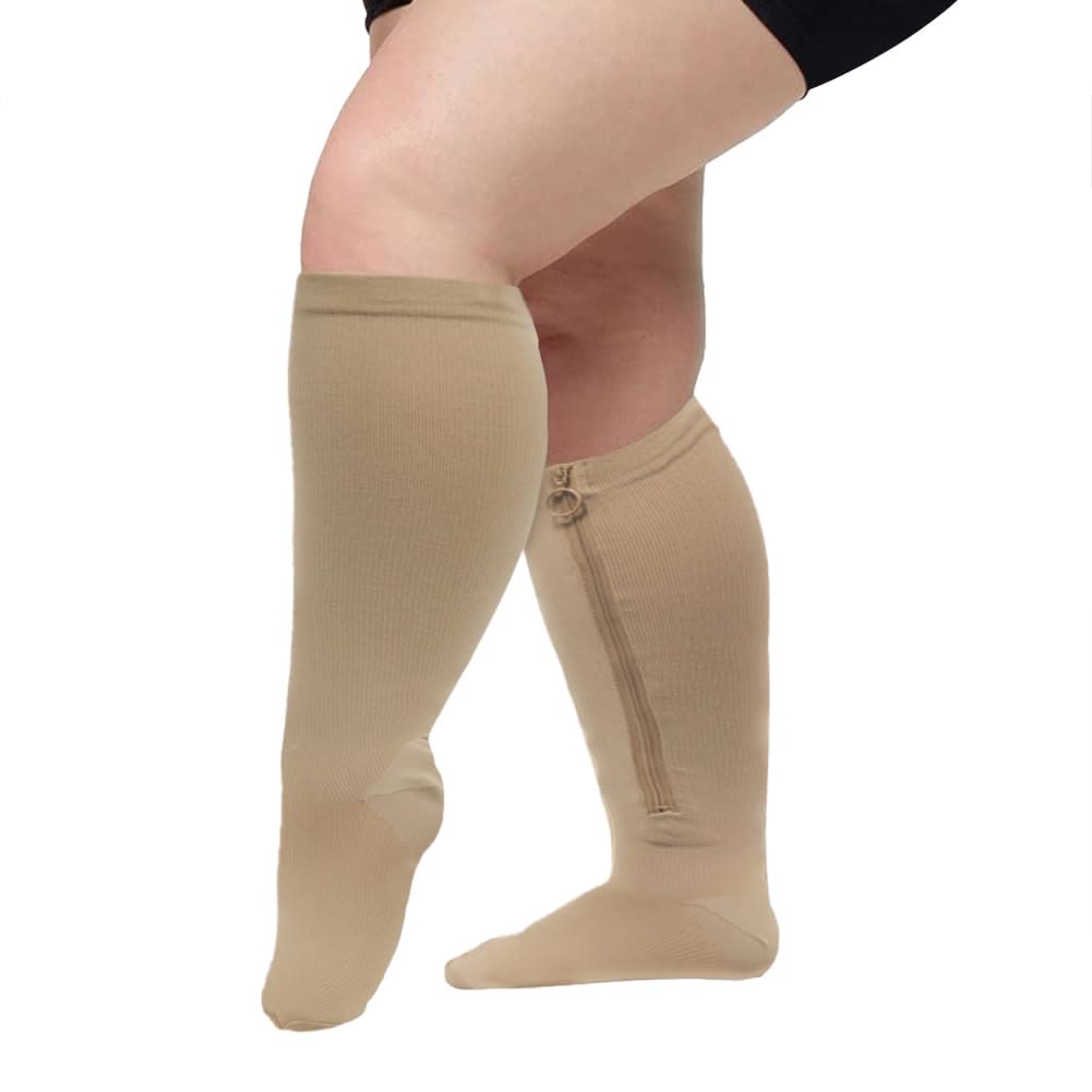 Plus Size Zipper Compression Socks(2 Pairs)