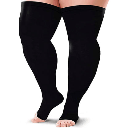 Plus Size Thigh High Open Toe Medical Compression Socks