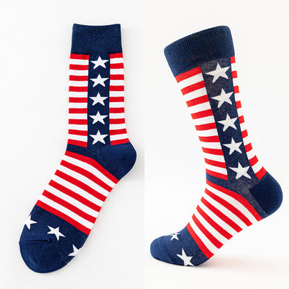 Plus Size USA Stars Stripes Crew Socks(6 Pairs)