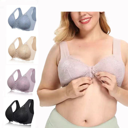 Plus Size Front Closure Lace Wireless Bras