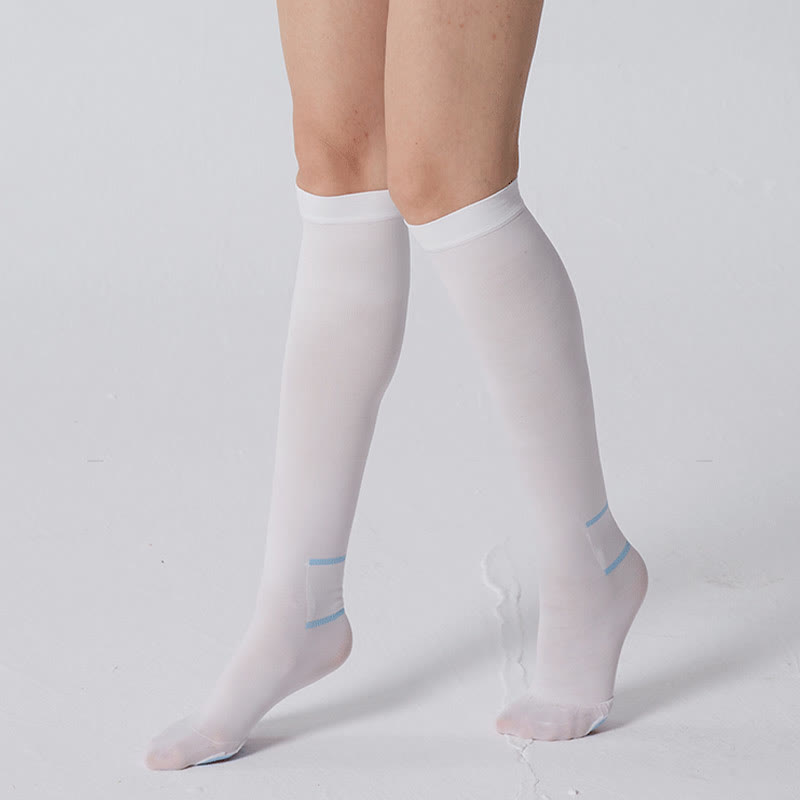 Plus Size White Open Toe Compression Socks