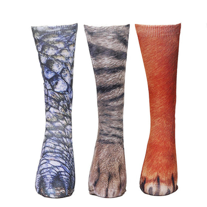 Plus Size 3D Animal Paws Quarter Socks(3 Pairs)