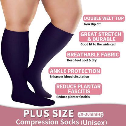 Plus Size Purple Series Compression Socks(3 Pairs)