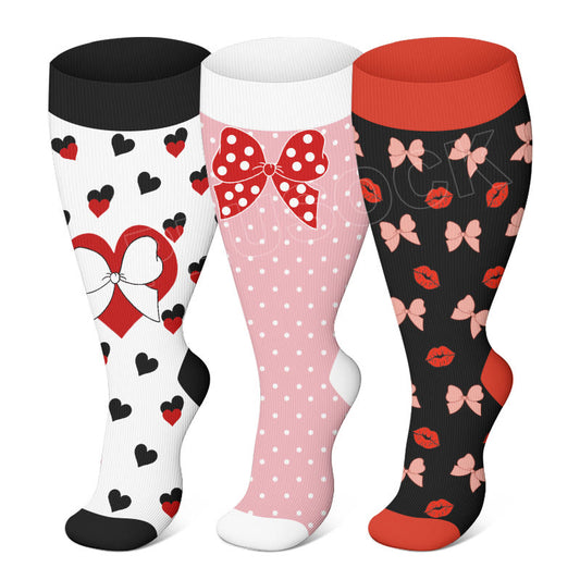 Plus Size Bow Knot Compression Socks(3 Pairs)