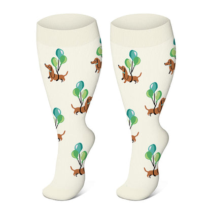 2XL-4XL Plus Size Color Pattern Compression Socks