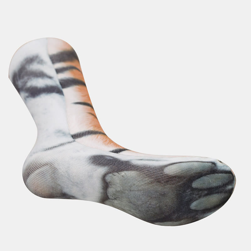 Plus Size Zebra Elephant Tiger Paws Quarter Socks(3 Pairs)