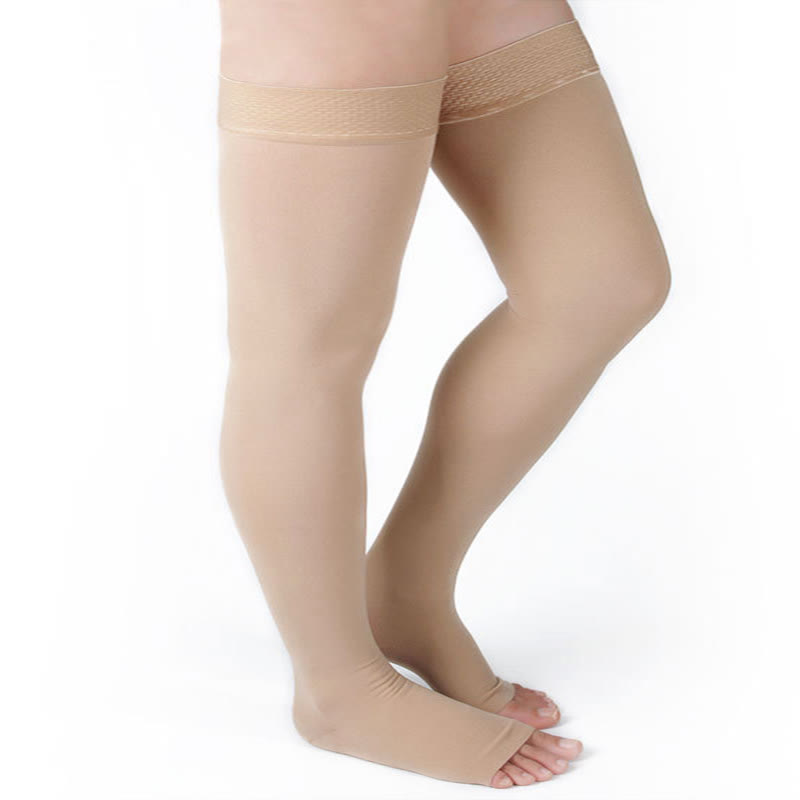 Plus Size Thigh High Open Toe Medical Compression Socks